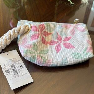 Lauren James Pink and Green Floral Wristlet
